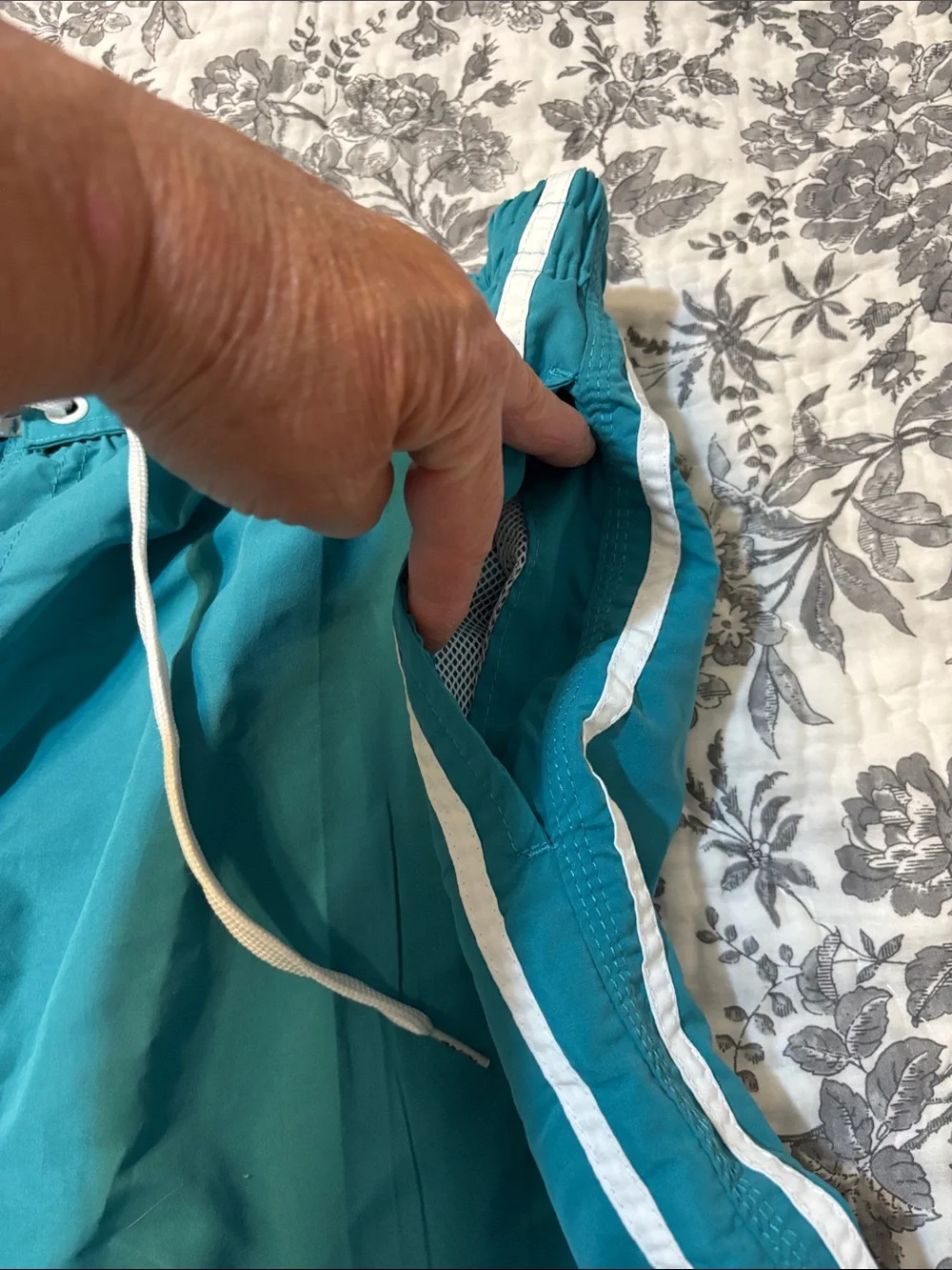 Pacific Surf Teal Men's Cargo Swimtrunks with Drawstring Waist